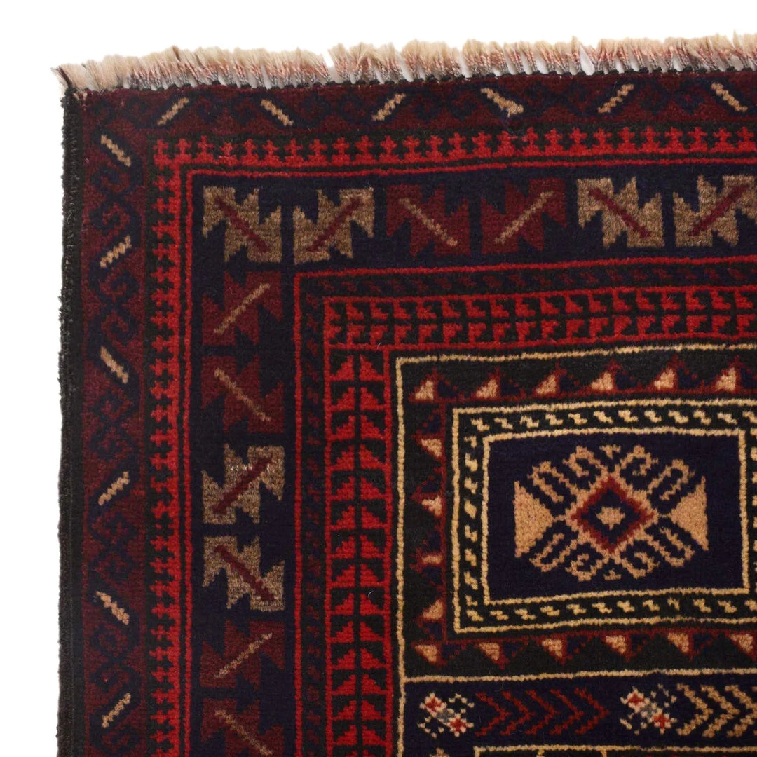 Red Afghan Prayer Rug 2' 10" x 4' 3" Hand-Knotted | No. AL78157