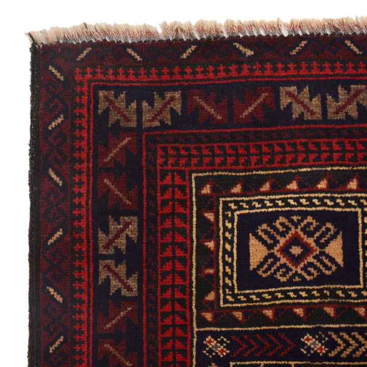 Red Afghan Prayer Rug 2' 10" x 4' 3" Hand-Knotted | No. AL78157