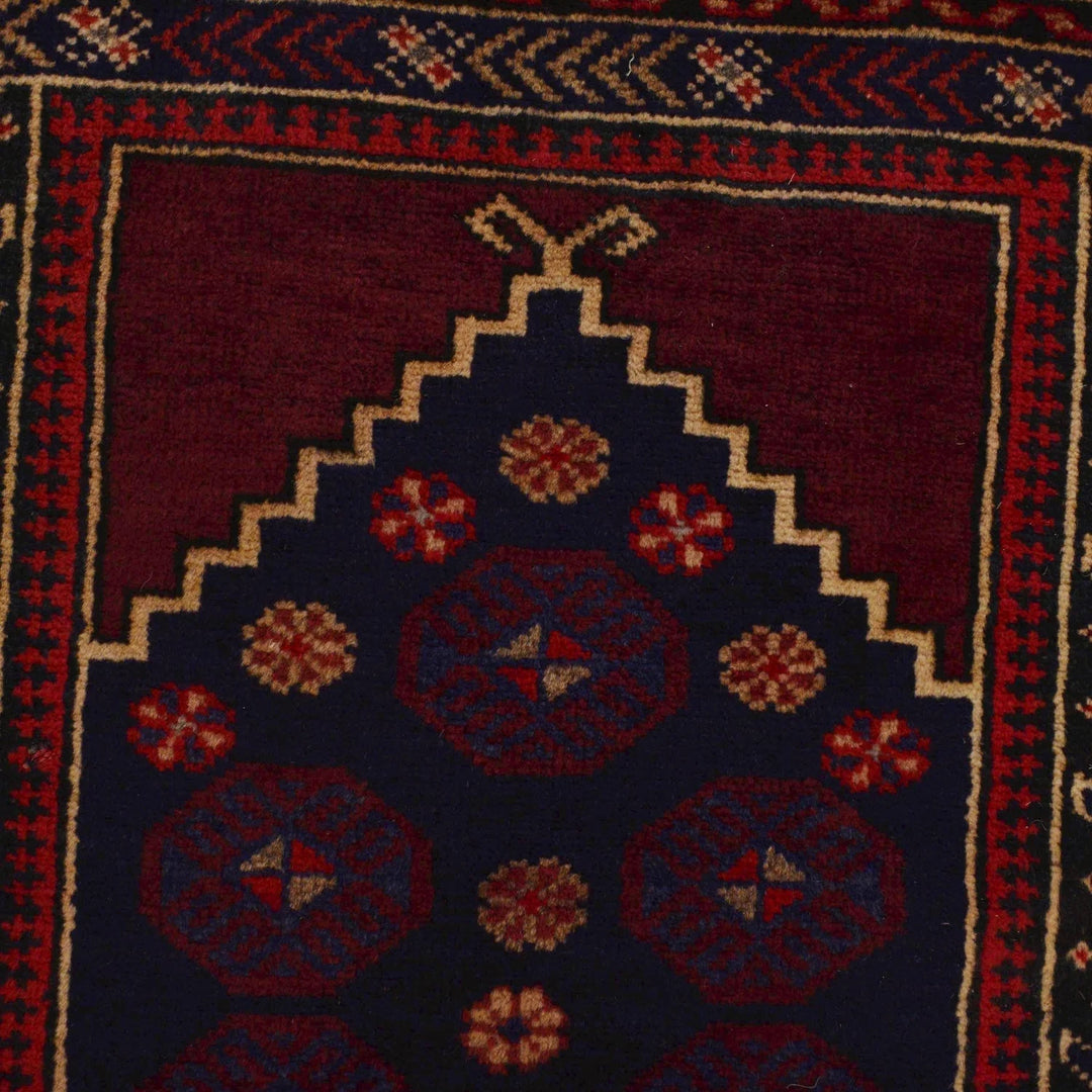 Red Afghan Prayer Rug 2' 10" x 4' 3" Hand-Knotted | No. AL78157