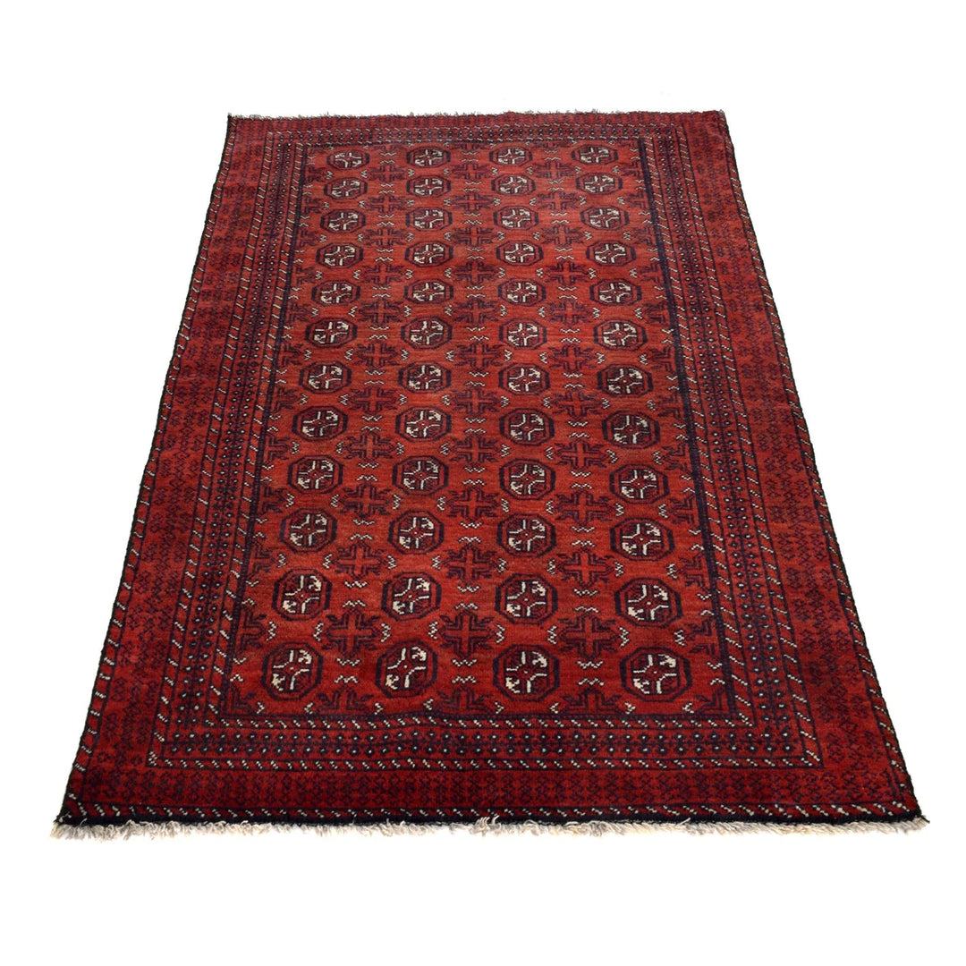 Red Afghan Baluchi Rug 3' 4" x 5' 11" Hand-Knotted | No. AL78160