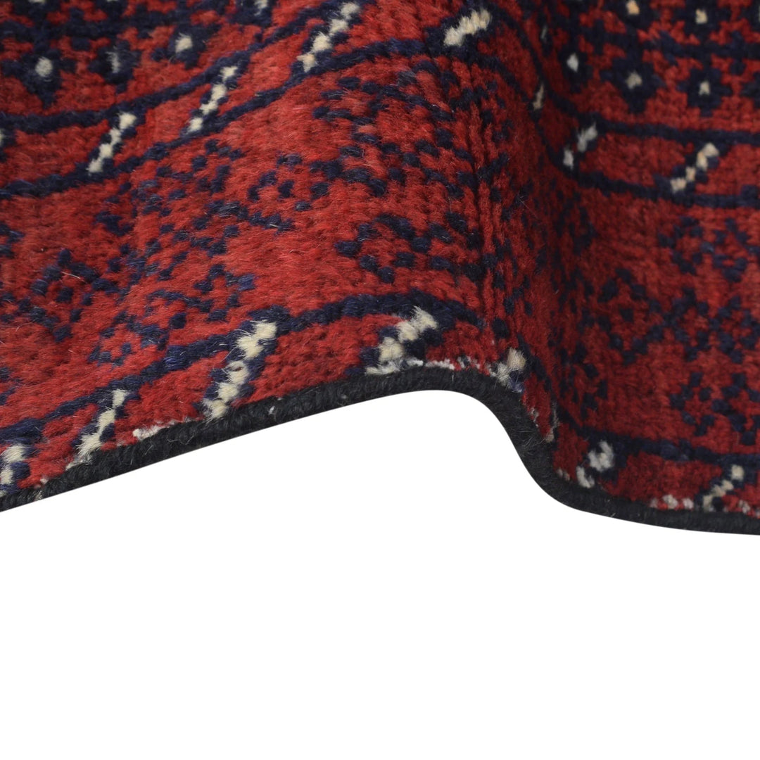 Red Afghan Baluchi Rug 3' 4" x 5' 11" Hand-Knotted | No. AL78160