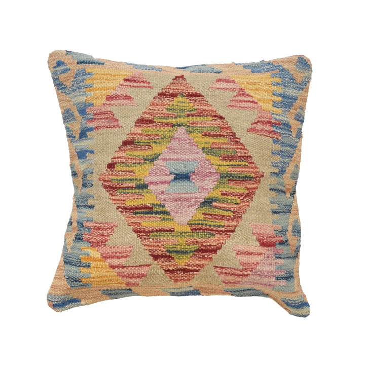 Afghan Kilim Cushion Cover 1' 5" x 1' 5" Flat-Weave | No. AL78224