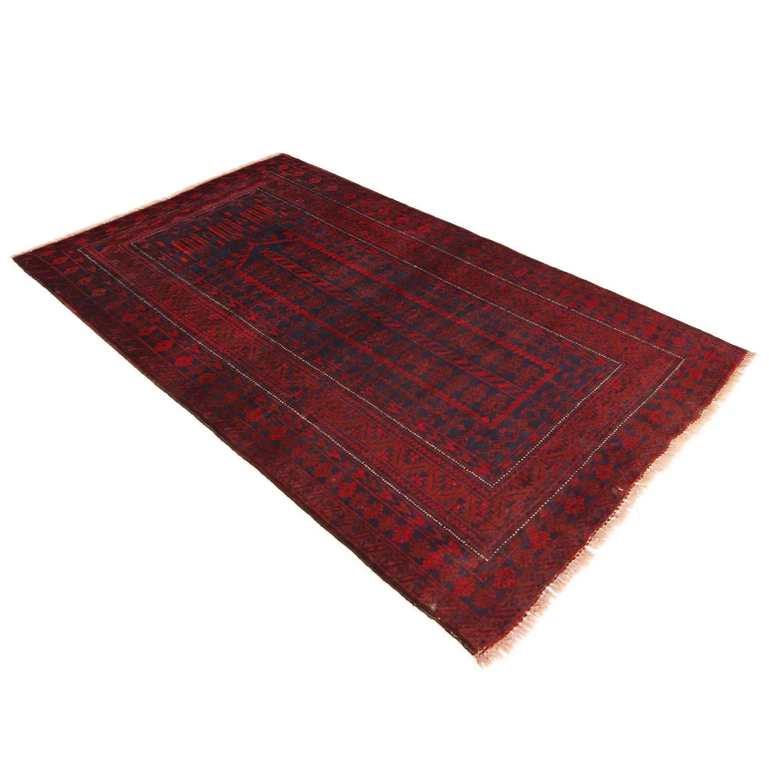 Red Afghan Prayer Rug 2' 11" x 4' 11" Hand-Knotted | No. AL78250