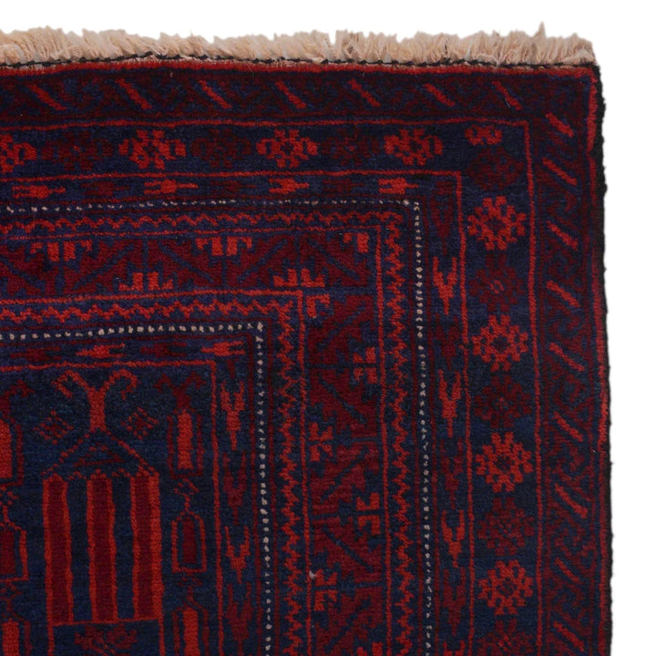 Red Afghan Prayer Rug 2' 11" x 4' 11" Hand-Knotted | No. AL78250