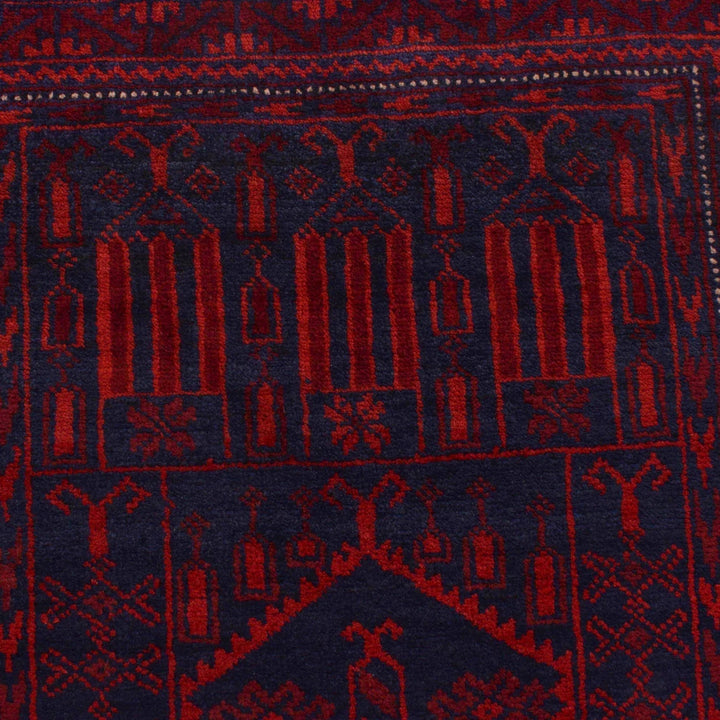 Red Afghan Prayer Rug 2' 11" x 4' 11" Hand-Knotted | No. AL78250