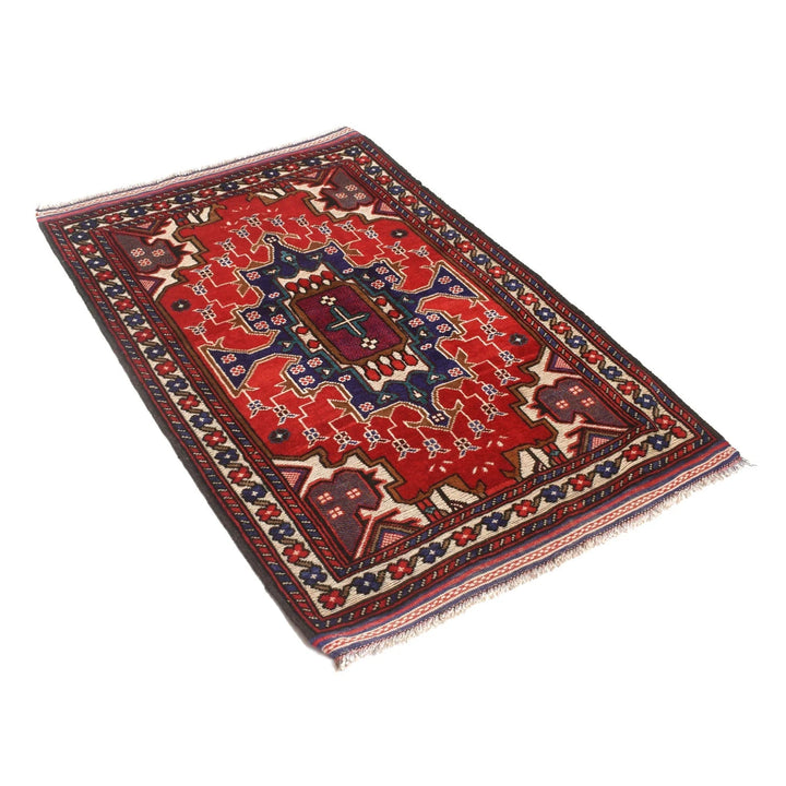 Afghan Baluchi Rug 3' 0" x 4' 6" Hand-Knotted | No. AL78255
