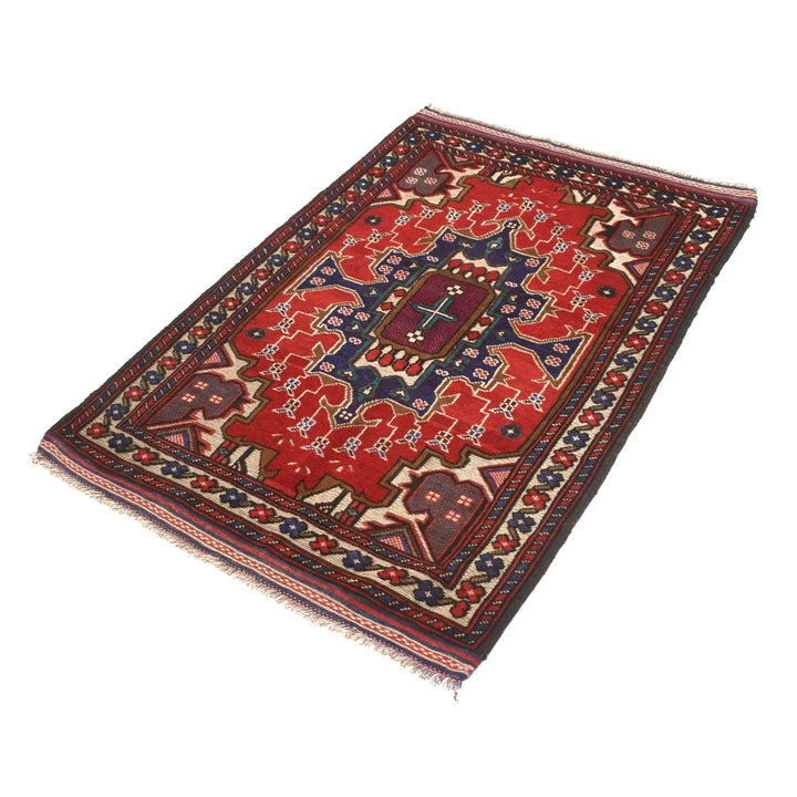 Afghan Baluchi Rug 3' 0" x 4' 6" Hand-Knotted | No. AL78255