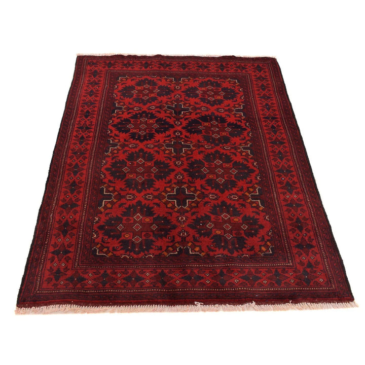 Red Afghan Khal Mohammadi Rug 3' 3" x 4' 11" Hand-Knotted | No. AL78277