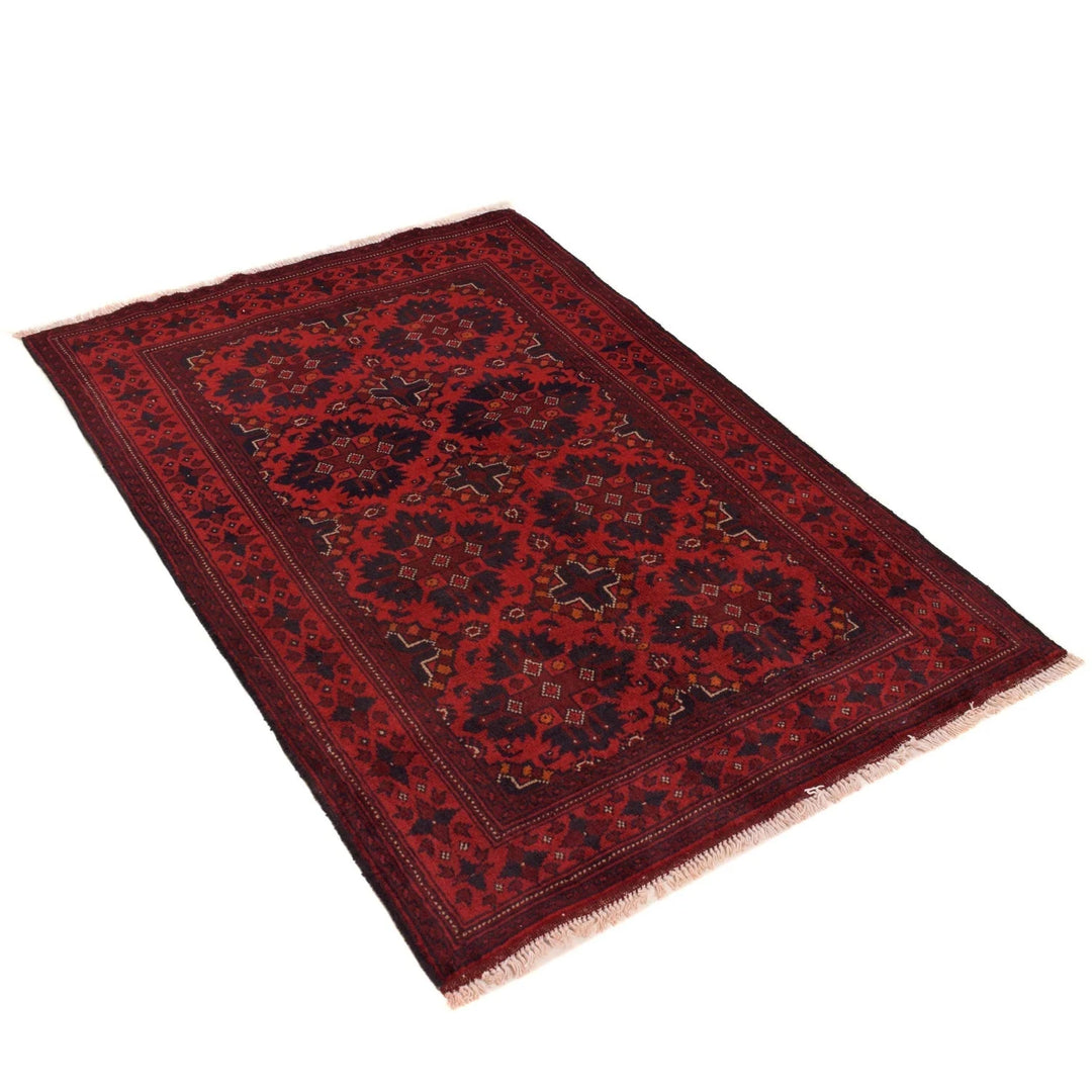 Red Afghan Khal Mohammadi Rug 3' 3" x 4' 11" Hand-Knotted | No. AL78277
