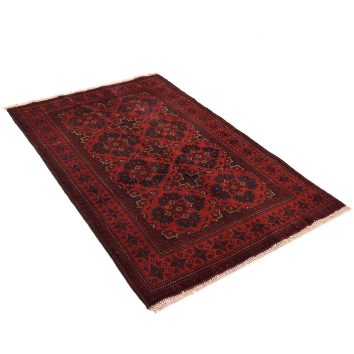 Red Afghan Khal Mohammadi Rug 3' 3" x 4' 11" Hand-Knotted | No. AL78277