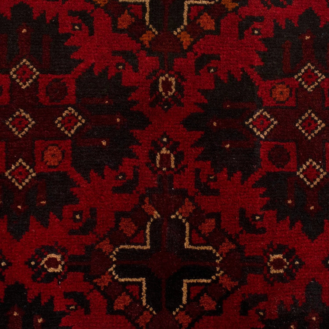 Red Afghan Khal Mohammadi Rug 3' 3" x 4' 11" Hand-Knotted | No. AL78277