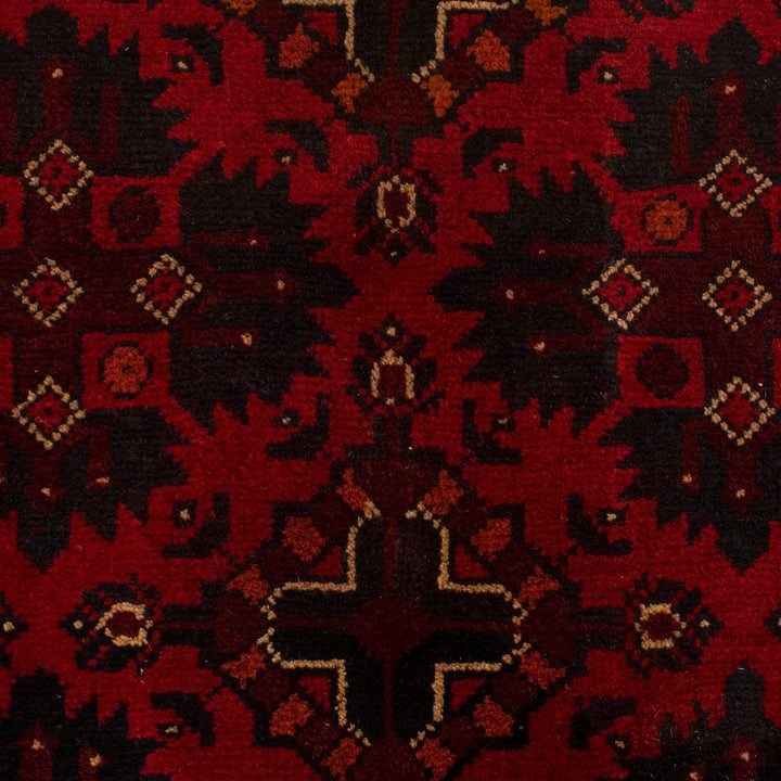 Red Afghan Khal Mohammadi Rug 3' 3" x 4' 11" Hand-Knotted | No. AL78277