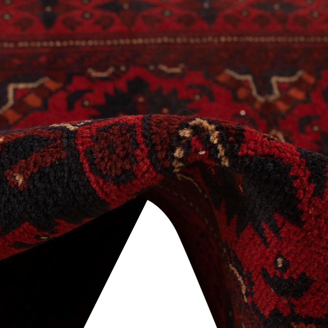 Red Afghan Khal Mohammadi Rug 3' 3" x 4' 11" Hand-Knotted | No. AL78277