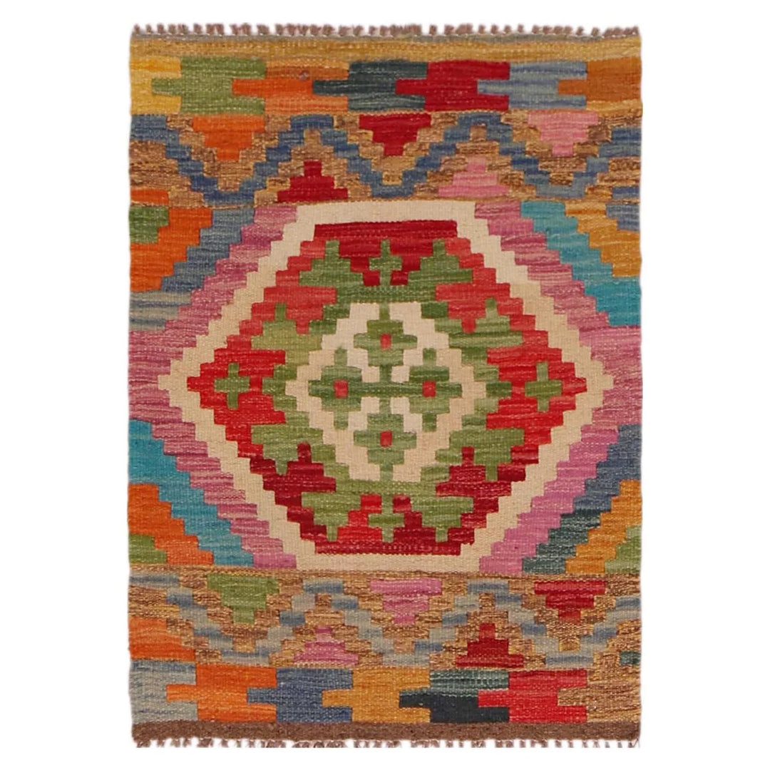 Afghan Kilim Rug 2' 2" x 3' 0" Flat-Weave | No. AL78296