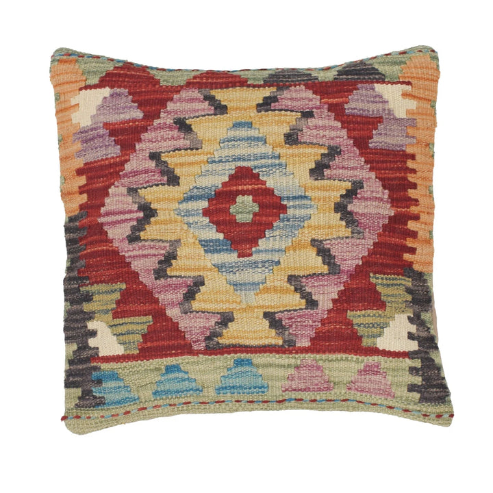 Afghan Geometric Rug 1' 4" x 1' 5" Flat-Weave | No. AL78341