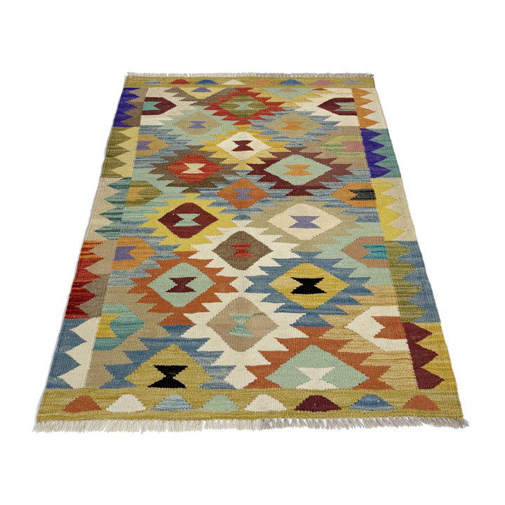 Afghan Vegetable Kilim Rug 2'7" x 4'2" Flat-Weave | No. AL783560