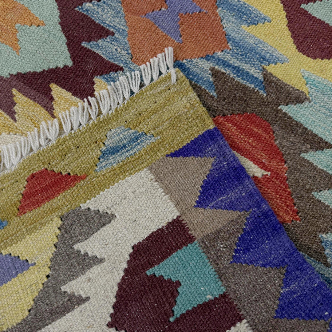 Afghan Vegetable Kilim Rug 2'7" x 4'2" Flat-Weave | No. AL783560