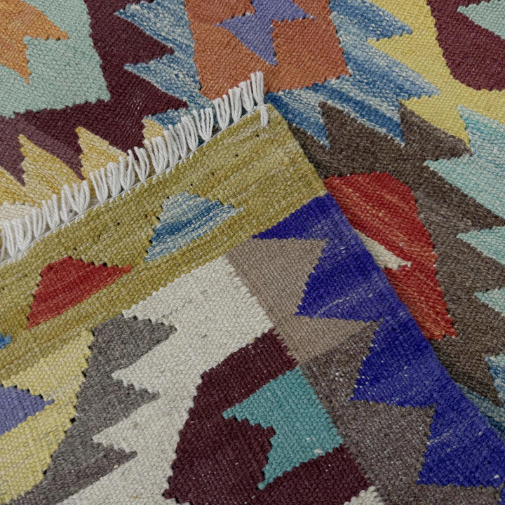 Afghan Vegetable Kilim Rug 2'7" x 4'2" Flat-Weave | No. AL783560