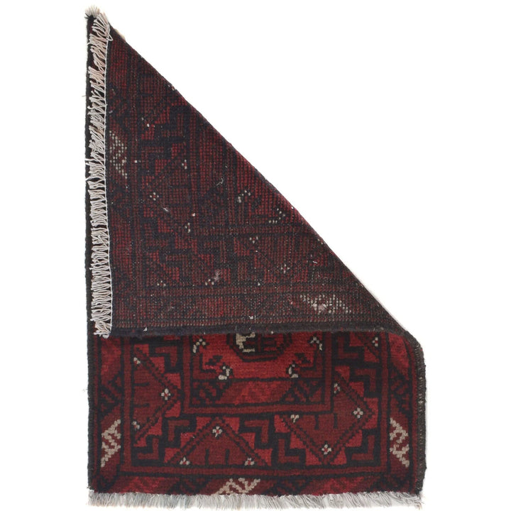 Red Afghan Oriental Rug 1' 6" x 2' 3" Hand-Knotted | No. AL78374