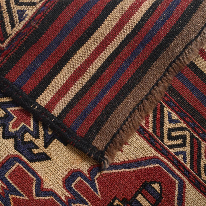Beige Afghan Saghari Kilim Rug 4' 5" x 6' 3" Flat-Weave | No. AL78398