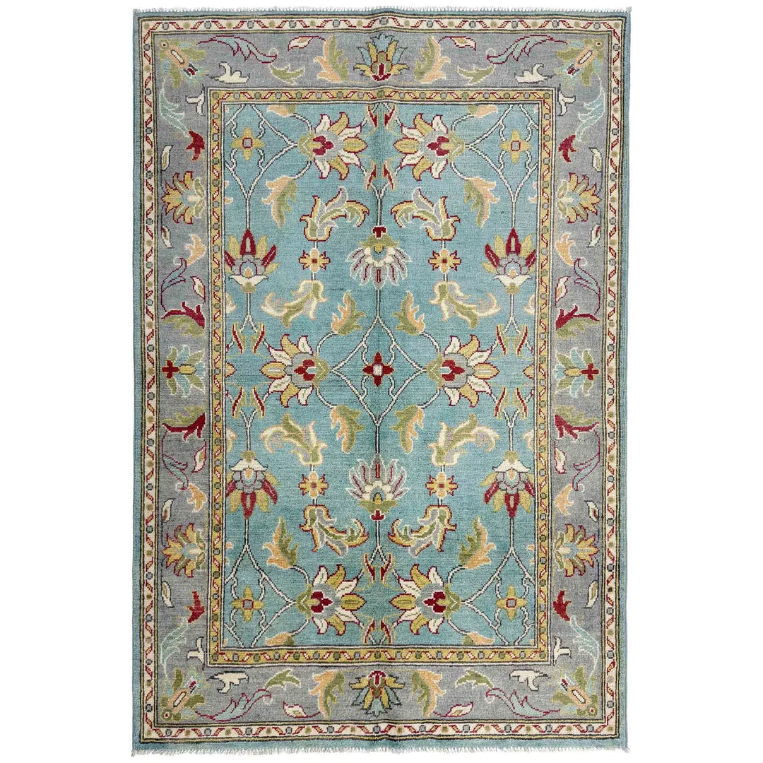 Blue Afghan Sultani Rug 4' 11" x 6' 4" Hand-Knotted | No. AL78425