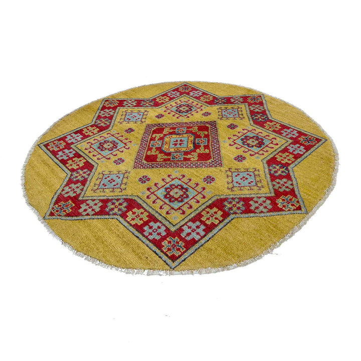 Afghan Kazak Rug 3' 2" x 3' 3" Hand-Knotted | No. AL78448