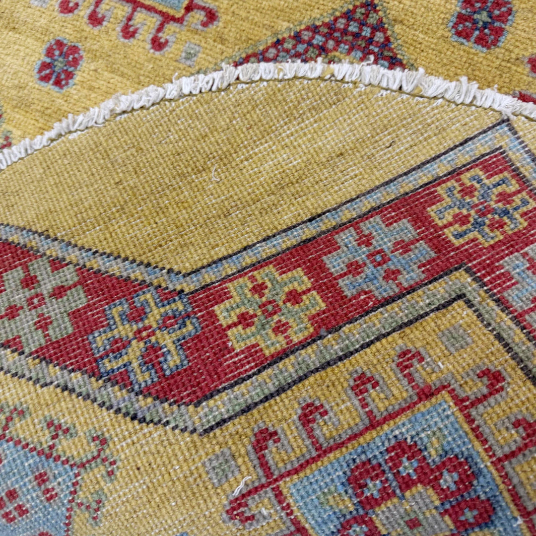 Afghan Kazak Rug 3' 2" x 3' 3" Hand-Knotted | No. AL78448