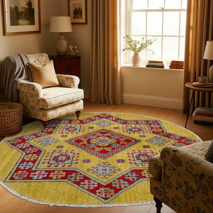 Afghan Kazak Rug 3' 2" x 3' 3" Hand-Knotted | No. AL78448
