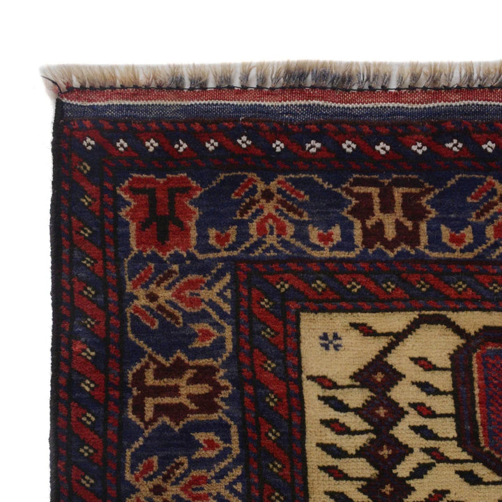 Afghan Baluchi Rug 3' 2" x 4' 7" Hand-Knotted | No. AL78468