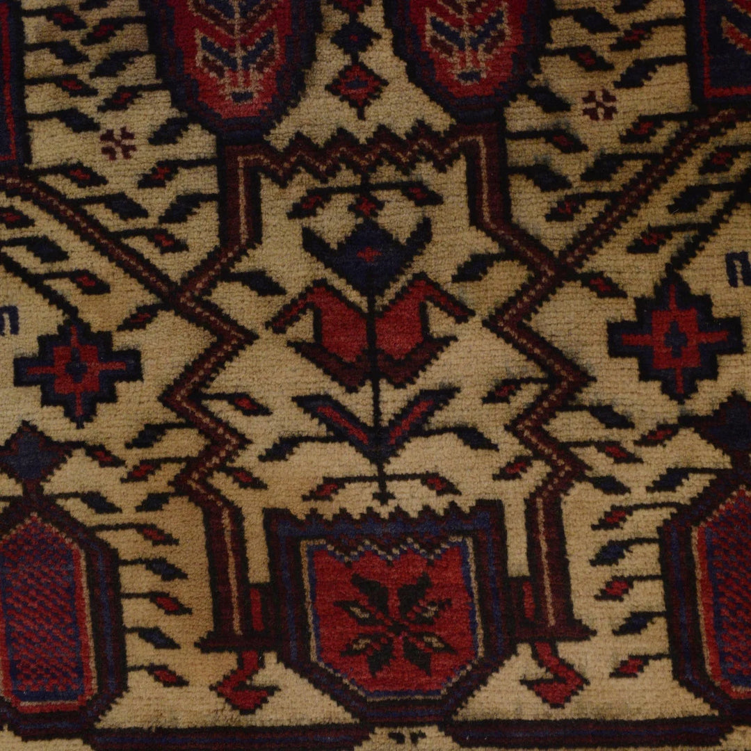 Afghan Baluchi Rug 3' 2" x 4' 7" Hand-Knotted | No. AL78468