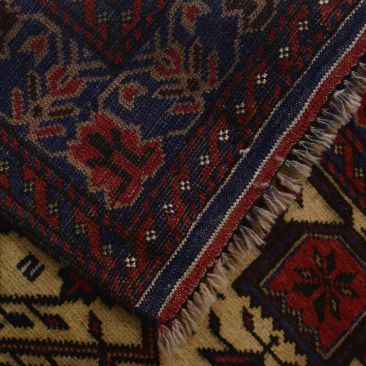 Afghan Baluchi Rug 3' 2" x 4' 7" Hand-Knotted | No. AL78468