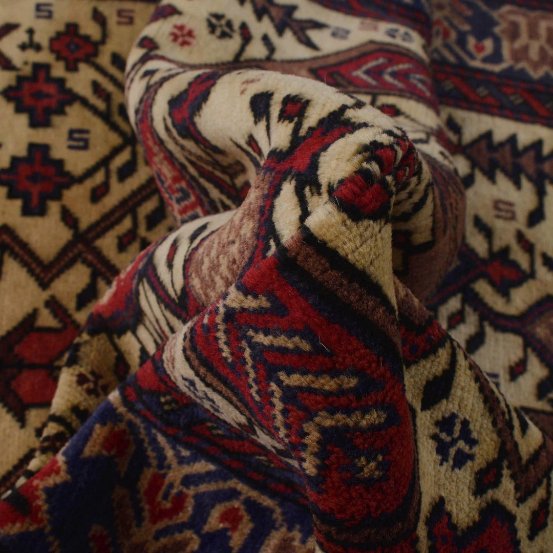 Afghan Baluchi Rug 3' 2" x 4' 7" Hand-Knotted | No. AL78468