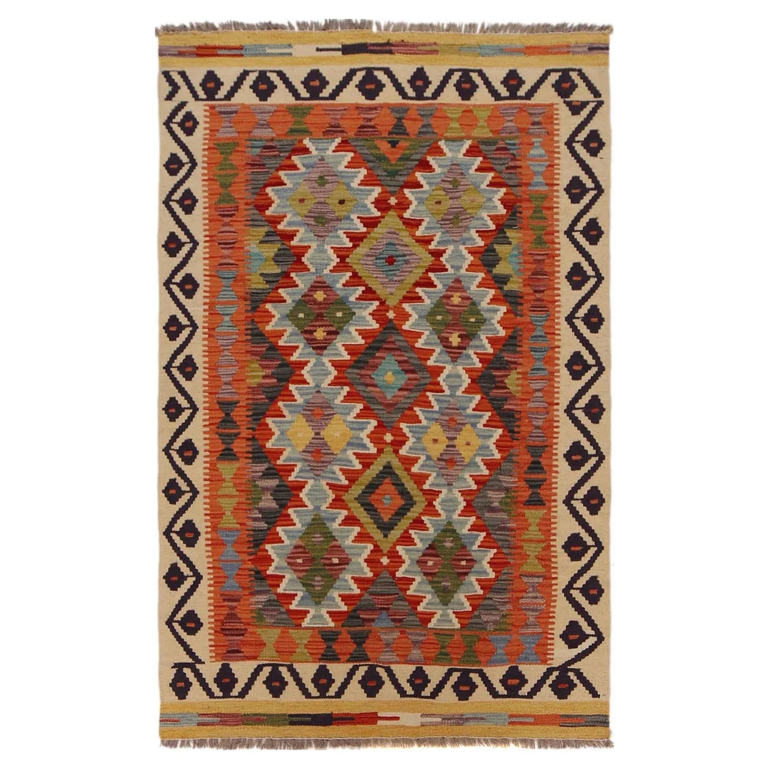Afghan Kilim Rug 3' 3" x 5' 1" Flat-Weave | No. AL78544