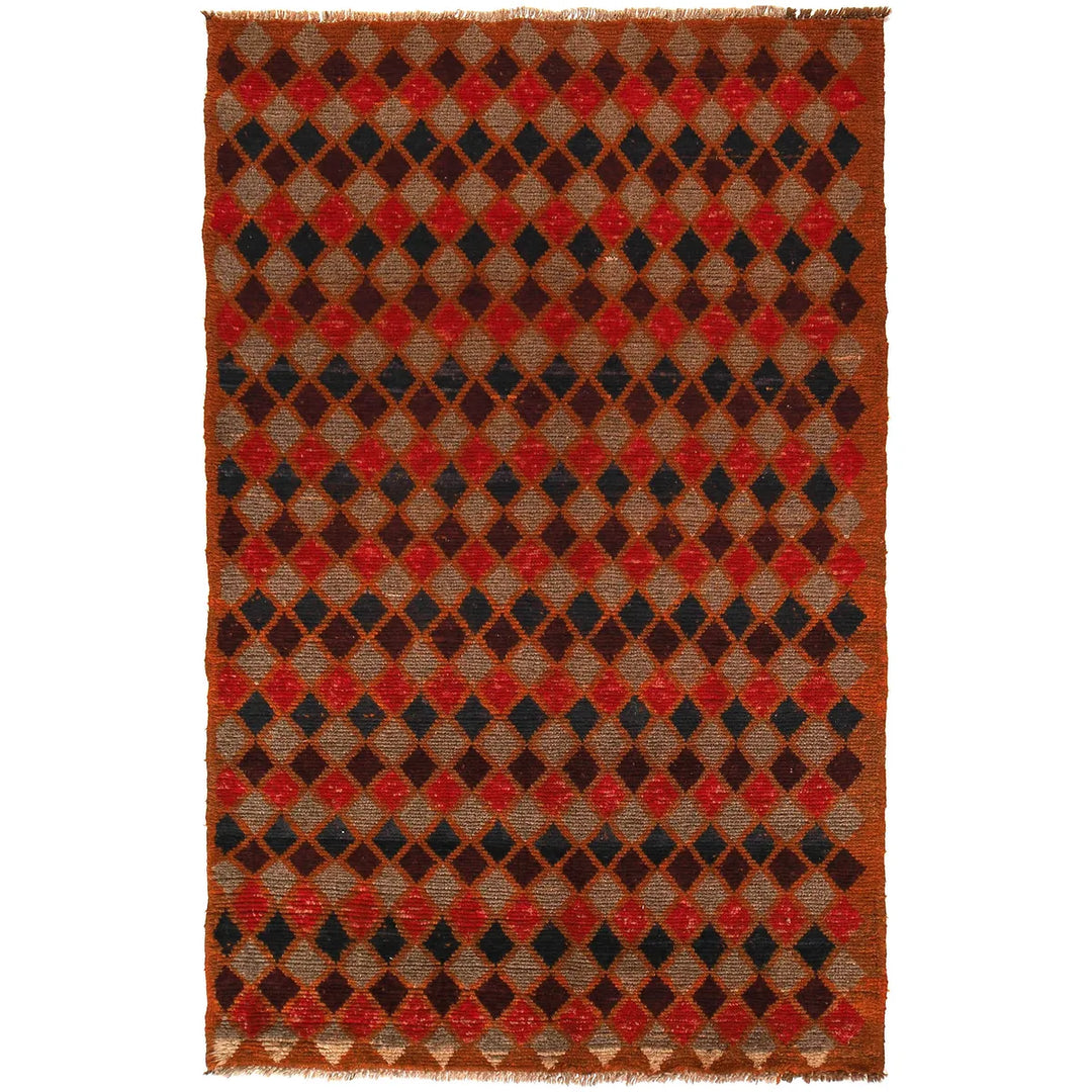 Orange Afghan Baluchi Rug 3' 9" x 6' 2" Hand-Knotted | No. AL78568