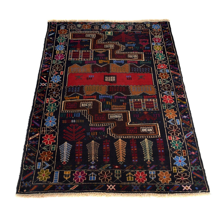 Afghan Baluchi Rug 3' 0" x 4' 4" Hand-Knotted | No. AL78624