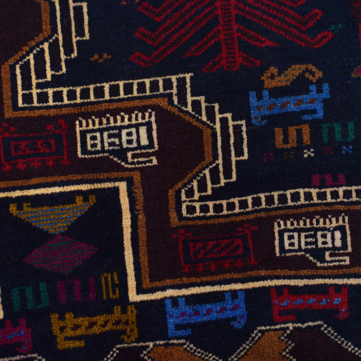 Afghan Baluchi Rug 3' 0" x 4' 4" Hand-Knotted | No. AL78624