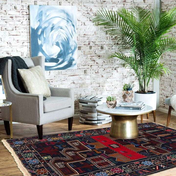 Afghan Baluchi Rug 3' 0" x 4' 4" Hand-Knotted | No. AL78624