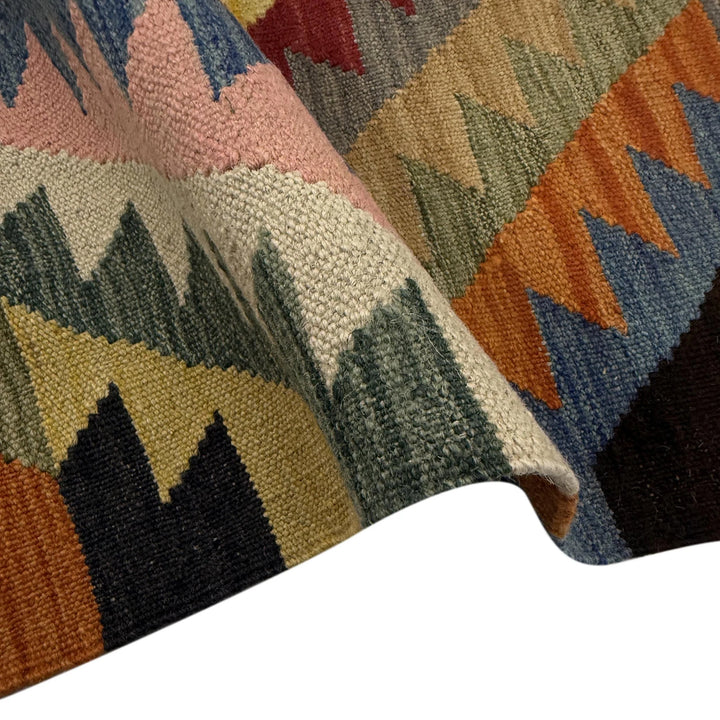Afghan Vegetable Kilim Rug 4' 3" x 6' 0" Flat-Weave | No. AL786496