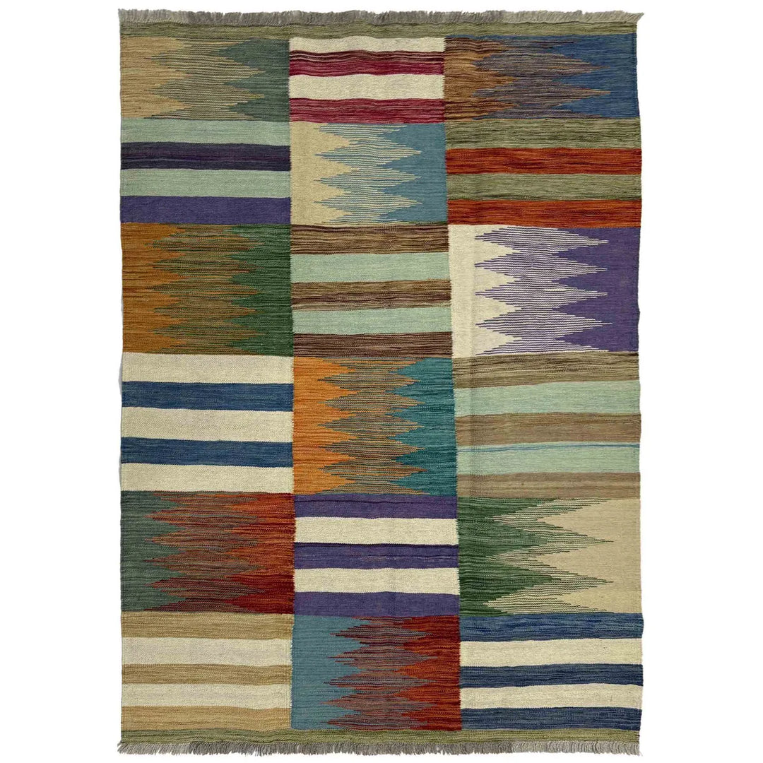 Afghan Vegetable Kilim Rug 4' 0" x 6' 0" Flat-Weave | No. AL787066
