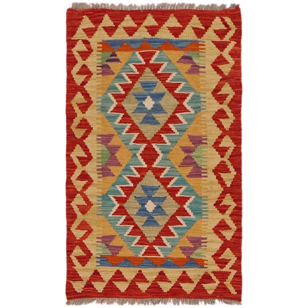 Afghan Kilim Rug 1' 10" x 2' 11" Flat-Weave | No. AL78712
