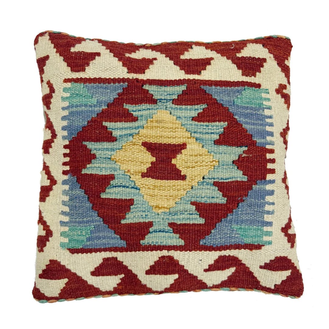 Afghan Geometric Cushion 1' 6" x 1' 5" Hand-Knotted | No. AL787145