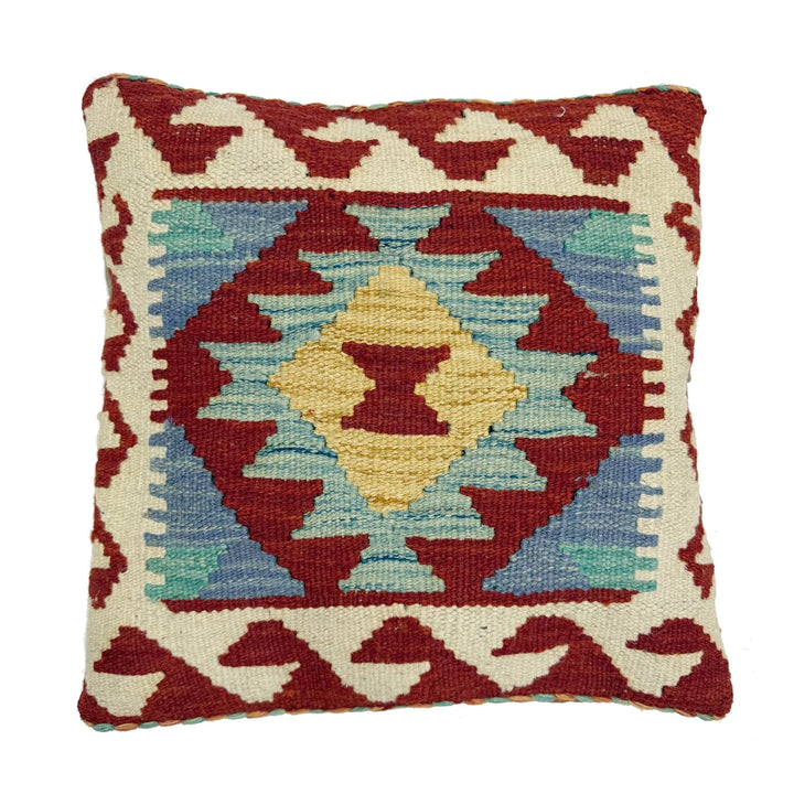 Afghan Geometric Cushion 1' 6" x 1' 5" Hand-Knotted | No. AL787145