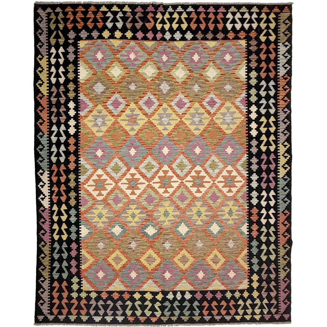 Afghan Vegetable Kilim Rug 6'8" x 9'9" Flat-Weave | No. AL787427