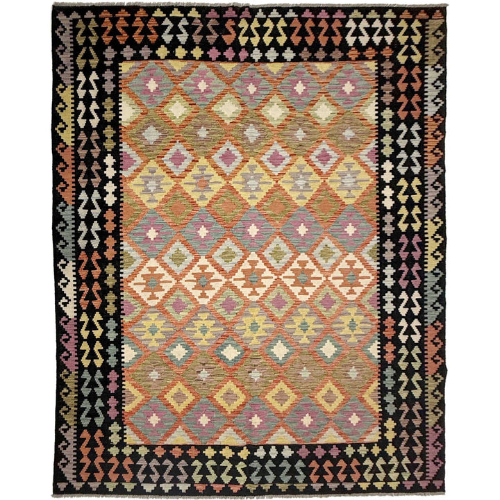 Afghan Vegetable Kilim Rug 6'8" x 9'9" Flat-Weave | No. AL787427