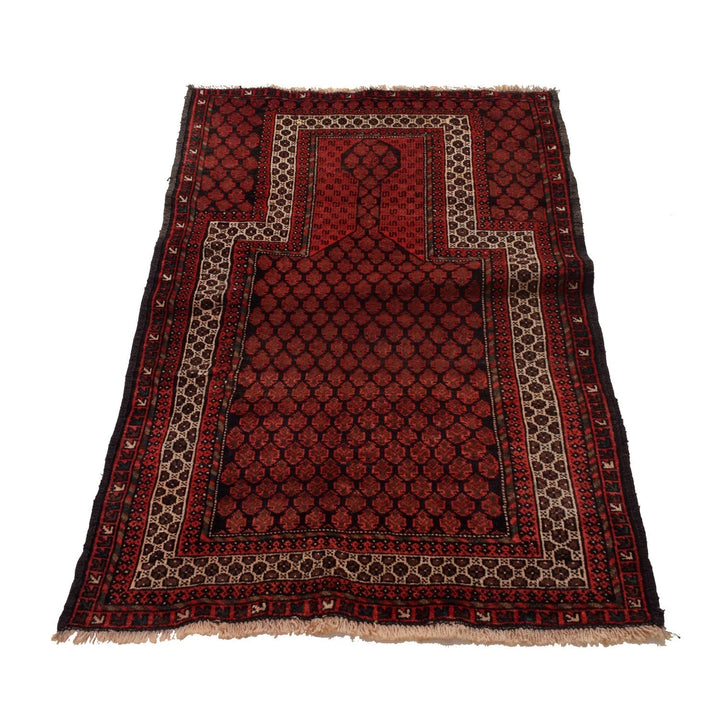 Red Afghan Prayer Rug 2' 10" x 4' 4" Hand-Knotted | No. AL78752