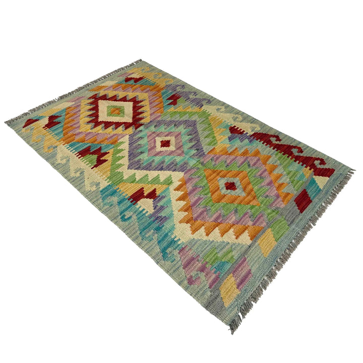 Afghan Vegetable Kilim Rug 2' 5" x 3' 10" Flat-Weave | No. AL787664