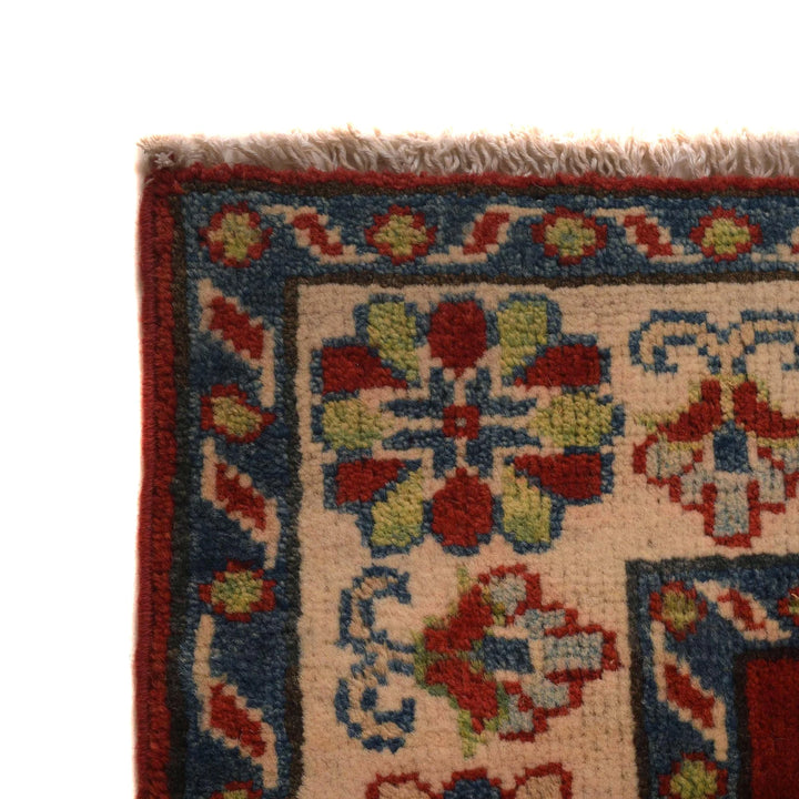 Red Afghan Kazak Rug 3' 3" x 4' 10" Hand-Knotted | No. AL78858