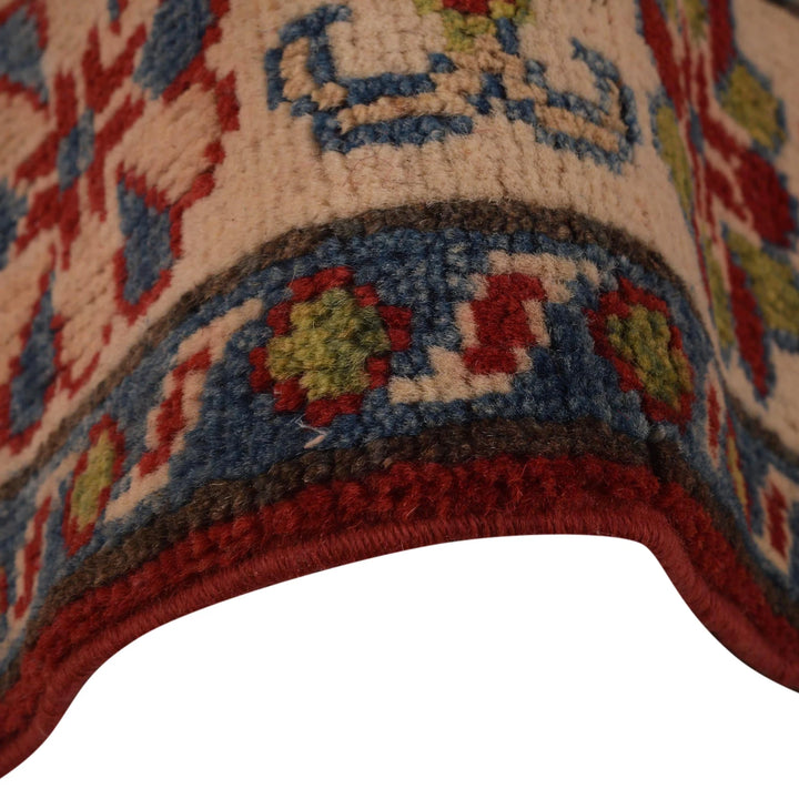 Red Afghan Kazak Rug 3' 3" x 4' 10" Hand-Knotted | No. AL78858