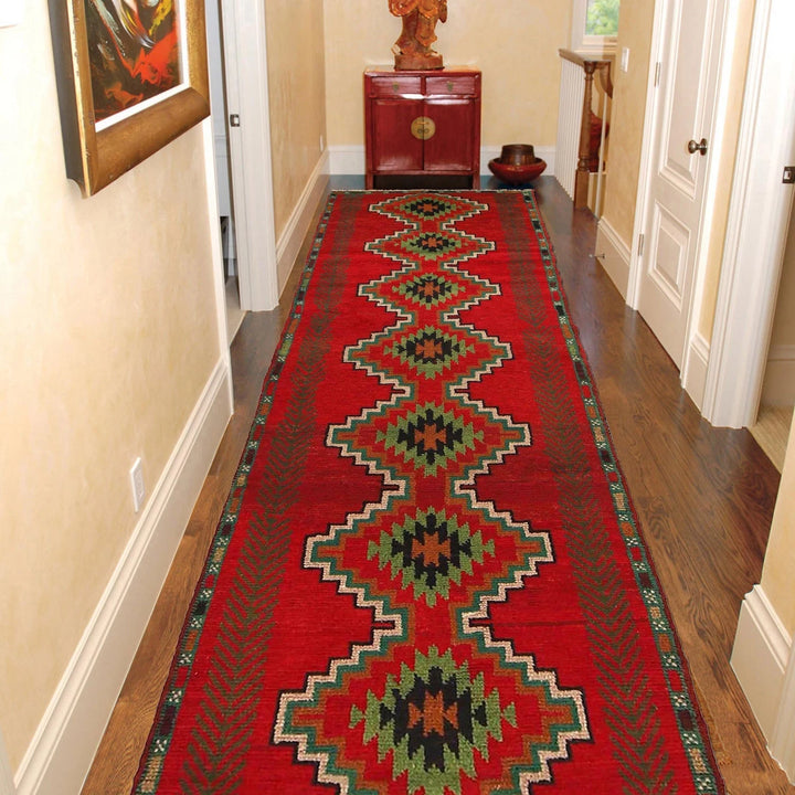 Red Afghan Baluchi Rug 2' 1" x 8' 2" Hand-Knotted | No. AL78866