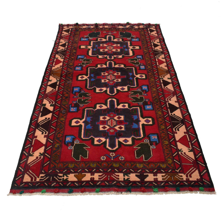 Afghan Baluchi Rug 4' 2" x 7' 2" Hand-Knotted | No. AL78885